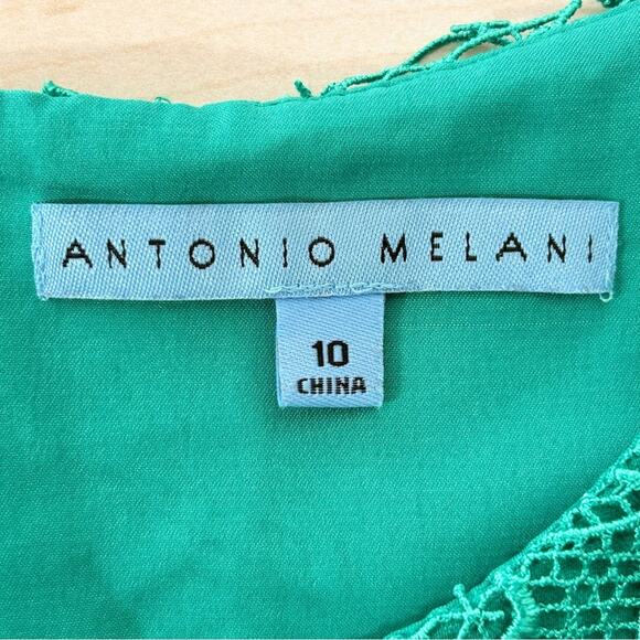 Antonio Melani Crochet Lace Sheath Dress Womens Size 10 Green Short Sleeve - Picture 12 of 14